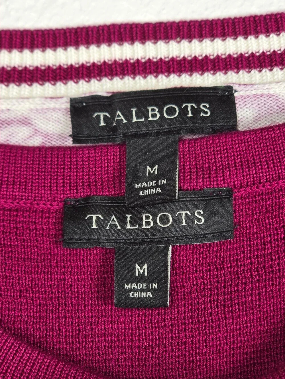 Talbots Floral Cardigan Twin Set Size M Magenta Pink Cotton Blend 2 Piece